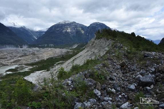 Uma antiga e enorme morena deixada para trás pelo glaciar Los Exploradores, no vale de mesmo nome, perto da Carretera Austral, região de Puerto Rio Tranquilo, no sul do Chile